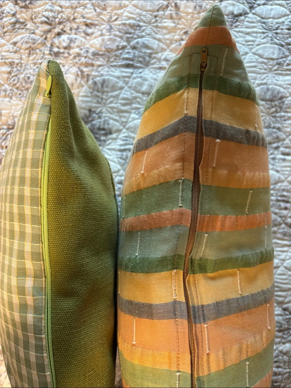 Pair of Colorful Decorative Throw Pillows - Yellow, Green, Teal